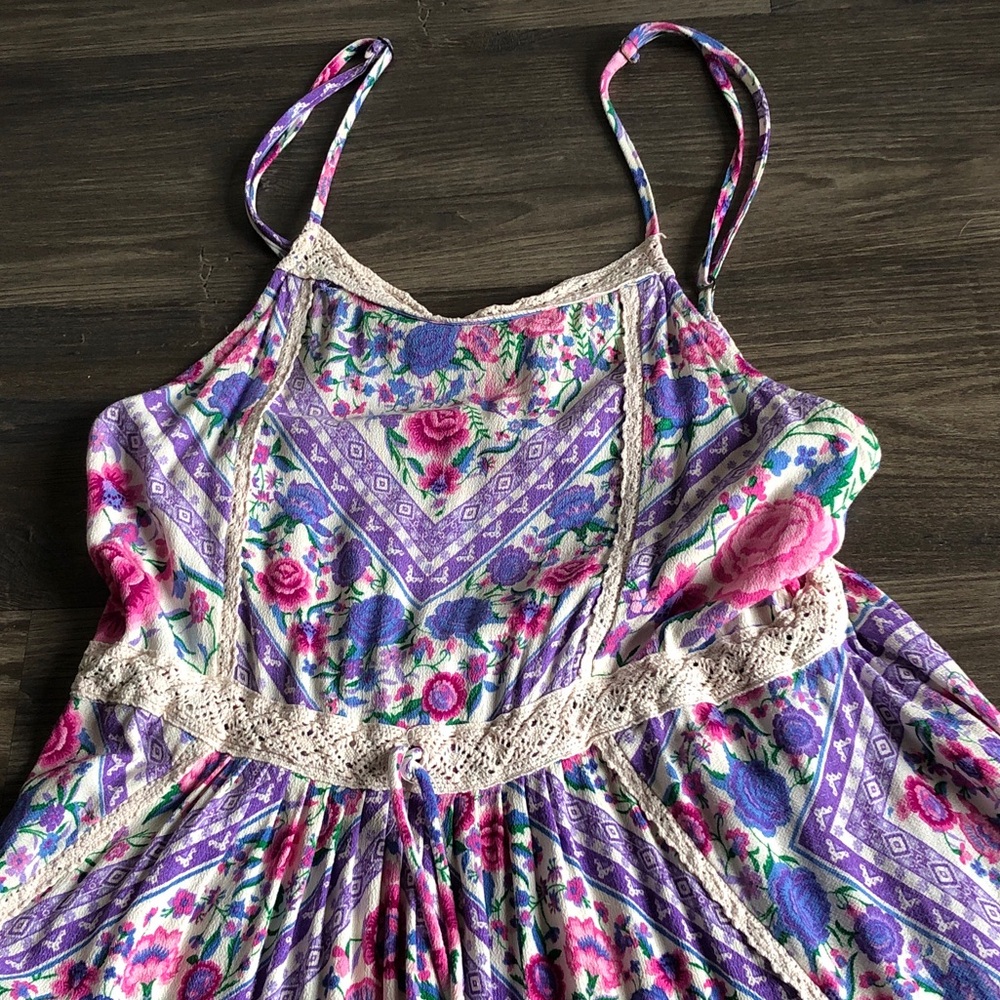Spell Babushka Midi Dress Pink Floral Whimsical XS Flaw - Picture 4 of 16